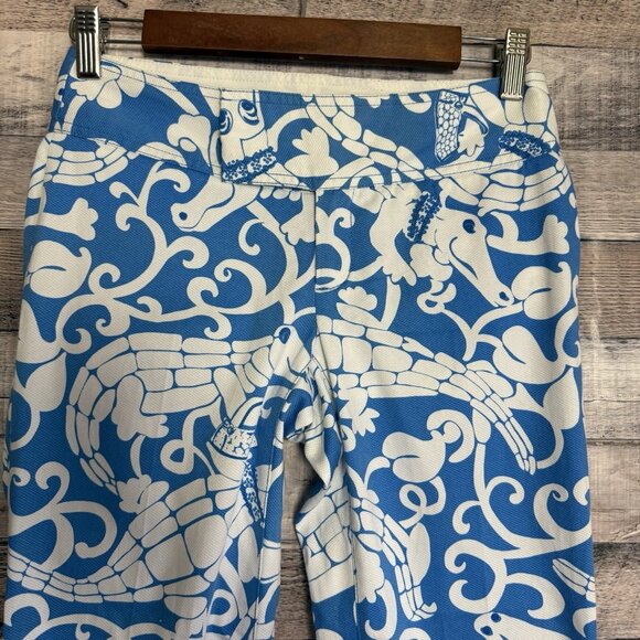 Lilly Pulitzer Womens 0 Bailey Capri Coastal Blue Gabby Alligator Print NWT - Picture 3 of 11